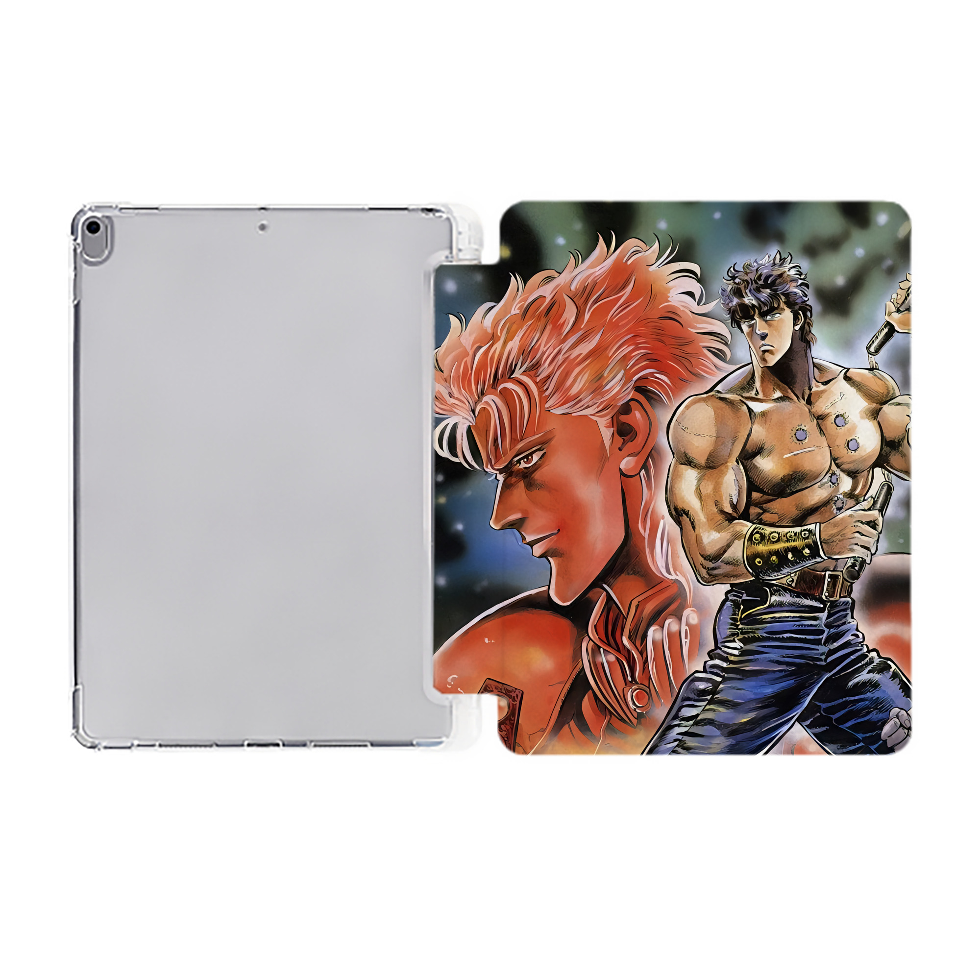 （画像用） 北斗の拳 Fist of the North Star IPad ケース ペン収納付き 三つ折りスタンド PUレザー×シリコン 対応機種9.5/10.5/10.9インチ